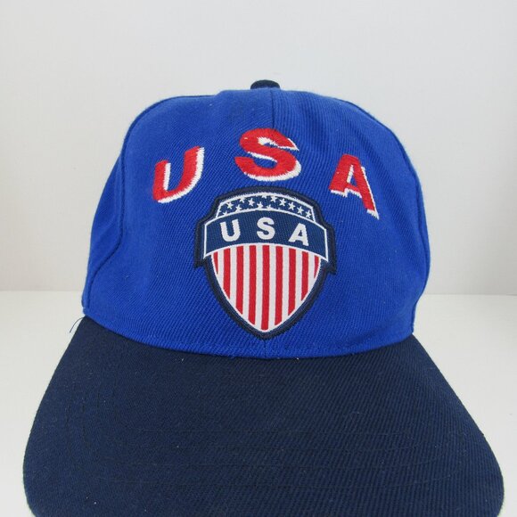 USA Embroidered Patch Logo Men's Blue Adjustable Snapback Cap Hat by Ole Panna - Picture 1 of 8